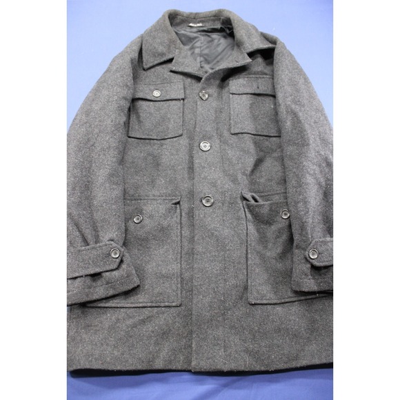Men's Mino Lombardi Black Dress Coat Wool Italy Size 44